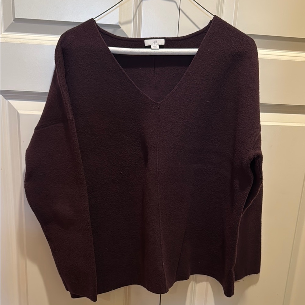 JJill Cozy VNeck sweater in Large Petite size and Mulled wine color.